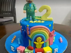 Cocomelon Blue Design Fondant Cake