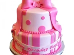 Cute Pink Gift Fondant Cake