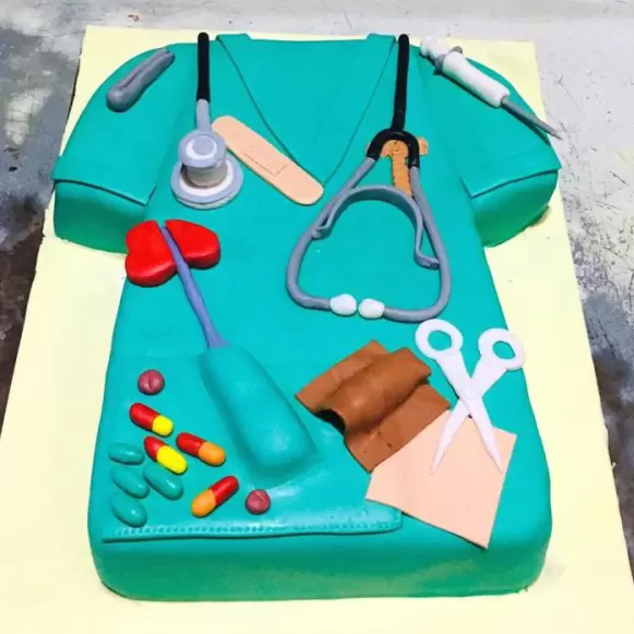 Doctor Uniform Themed Fondant Cake 3 Doctor Uniform Themed Fondant Cake