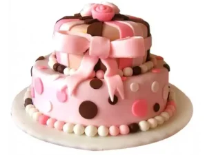 Elegant Pink Fondant Theme Cake
