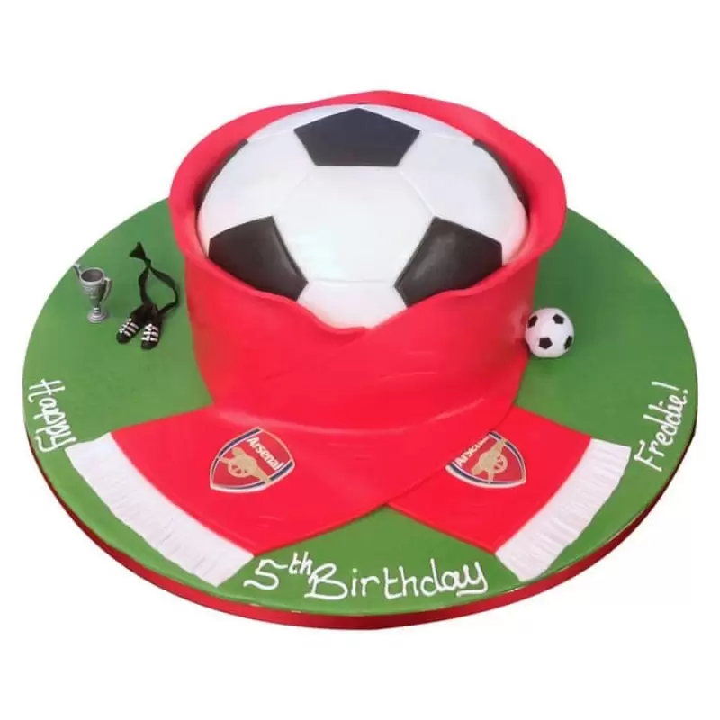 Football And Scarf Theme Fondant Cake 3 Football And Scarf Theme Fondant Cake