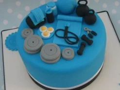 Gym Equipment Themed Fondant Cake