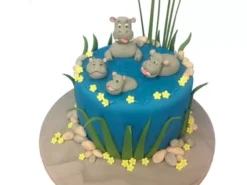 Hippo Family Fondant Cake