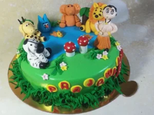 Jungle & Chhota Bheem Theme Fondant Cake