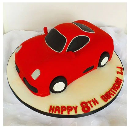 Luscious Red Car Theme Cake 3 Luscious Red Car Theme Cake