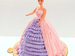 Pink and Purple Barbie Cream Cake
