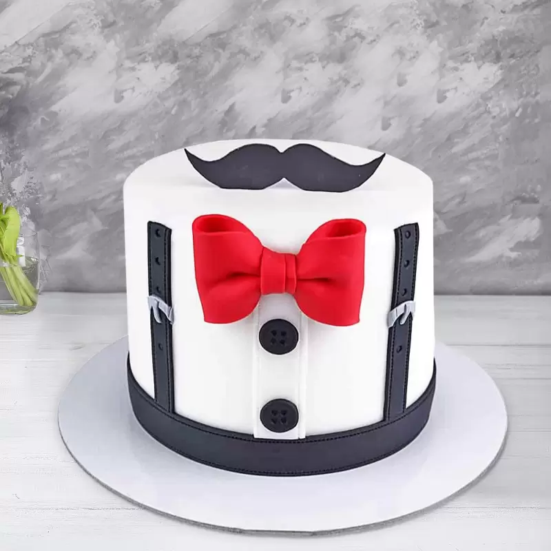 Suit And Mustache Theme Fondant Cake 3 Suit And Mustache Theme Fondant Cake
