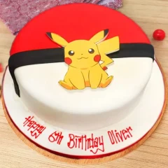 Pikachu Thunderbolt Cake with Pokémon Poké Ball design at LallanTop Cake Shop for delivery in Noida, Ghaziabad, East Delhi, and South East Delhi