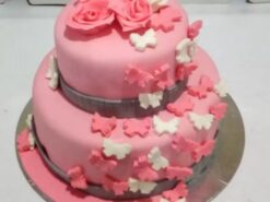 2 Tier Butterfly Theme Fondant Cake