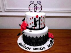 2 Tier Engagement Fondant Cake