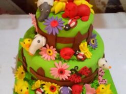2 Tier Flower Garden and Animal Cake