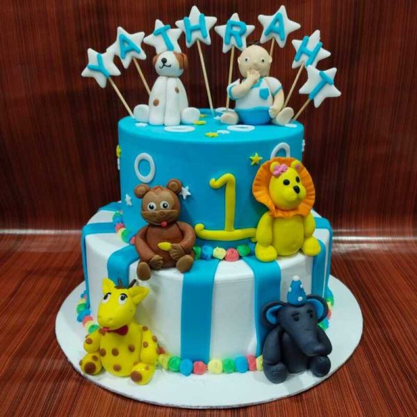 2 Tier Jungle Safari Celebration Cake 3 2 Tier Jungle Safari Celebration Cake from LallanTop Cake Shop with Delivery in East Delhi, South-East Delhi, Ghaziabad, and Noida