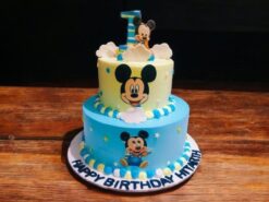 2-Tier Mickey Mouse Joy Cake with Designer Cream and Mickey Mouse Decor