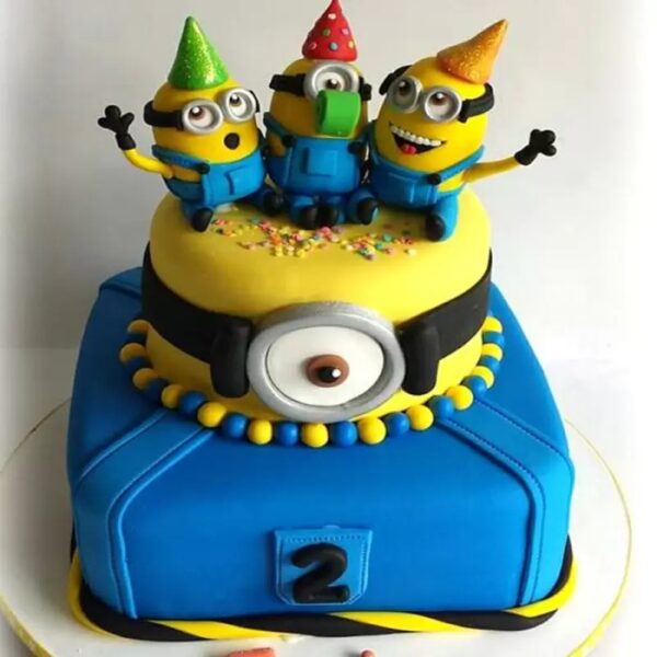 2 Tier Minions Fondant Cake 3 2 Tier Minions Fondant Cake