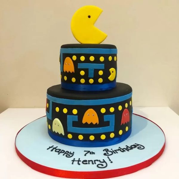 2 Tier Pac Man Birthday Cake 3 2 Tier Pac Man Birthday Cake
