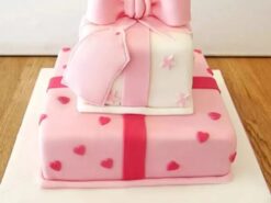 2 Tier Pink Gift Box Cake