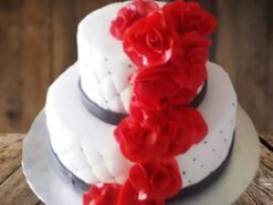 2 Tier Red Roses Customized Fondant Cake