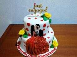 2 Tier Romantic Engagement Cake