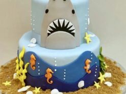 2 Tier Shark Themed Birthday Cake