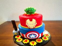 2 Tier Superhero Avengers Theme Cake