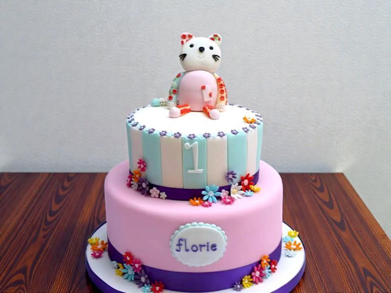 2 Tier Toy Cat Fondant Cake 3 2 Tier Toy Cat Fondant Cake