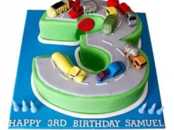 3 Number Car Race Designer Cake