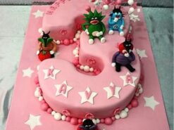 3 Number Oggy & Cockroaches Pink Cake