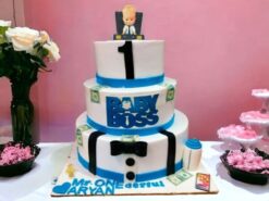 3 Tier Boss Baby Semi Fondant Cake