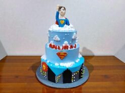 3 Tier Superman Theme Cream Cake