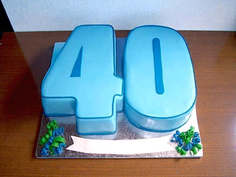 40 Number Blue Fondant Cake 3 40 Number Blue Fondant Cake
