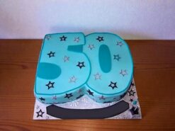 50 Number Blue Star Fondant Cake