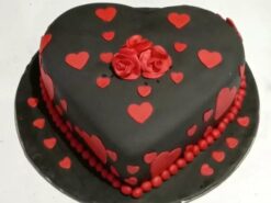 Black and Red Heart Fondant Cake from LallanTop Cake Shop - Delivery in East Delhi, South-East Delhi, Ghaziabad, and Noida