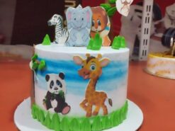 LallanTop Cake Shop - Baby Animals Theme Designer Cream Cake - Delivery in East Delhi, South-East Delhi, Ghaziabad, and Noida