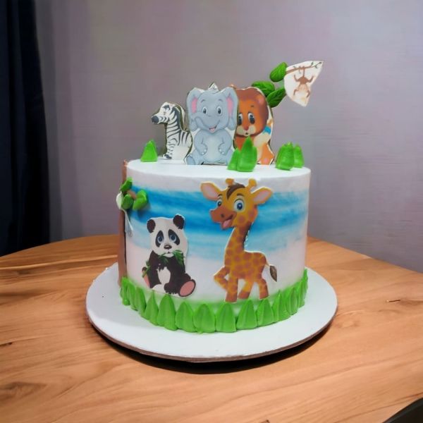 Baby Animals Theme Designer Cream Cake 3 LallanTop Cake Shop - Baby Animals Theme Designer Cream Cake - Delivery in East Delhi, South-East Delhi, Ghaziabad, and Noida