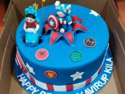 Baby Captain America Fondant Cake from LallanTop Cake Shop - Delivery in East Delhi, South-East Delhi, Ghaziabad, and Noida.