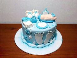 Baby Shower Light Blue Fondant Cake