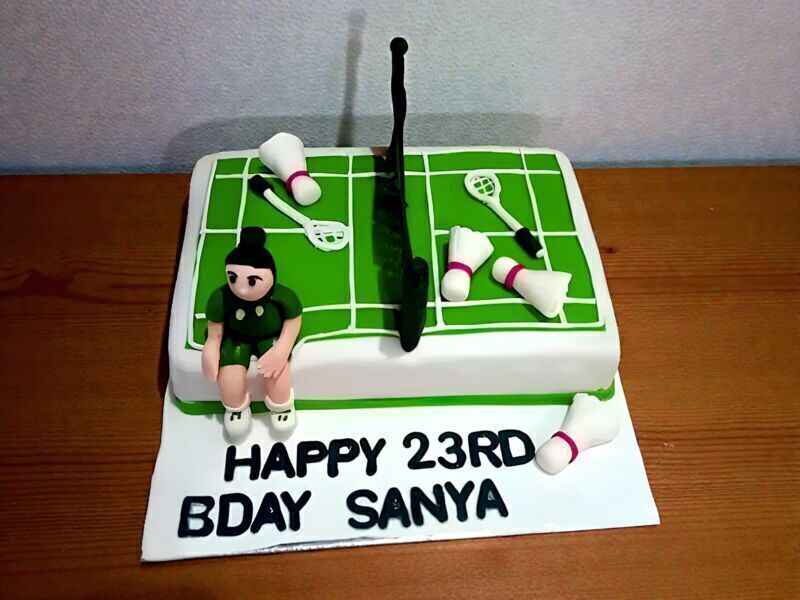 Badminton Court Theme Fondant Cake 3 Badminton Court Theme Fondant Cake