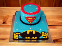 Batman and Superman Theme 2 Tier Cake