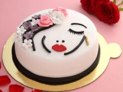 Beautiful Lady Face Fondant Cake