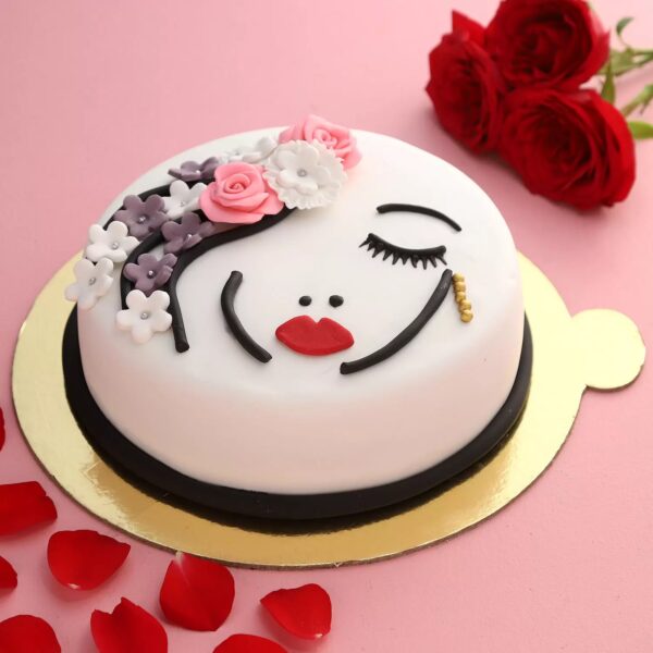 Beautiful Lady Face Fondant Cake 3 Beautiful Lady Face Fondant Cake