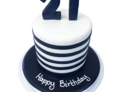 Birthday Breton Stripe Fondant Cake