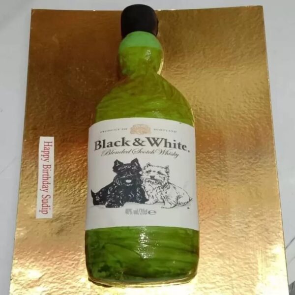 Black and White Whiskey Fondant Cake 3 Black and White Whiskey Fondant Cake
