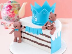 Teddy Bear Blue Half Year Birthday Cake