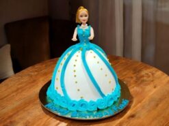 Blue Barbie Doll Cream Cake