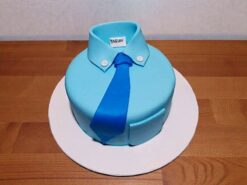 Blue Shirt and Tie Fondant Cake