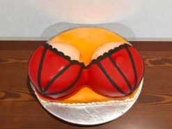 Boobs in Red Bra Fondant Cake