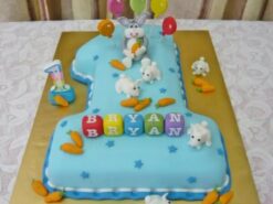 Bug Bunny Theme 1st Birthday Cake