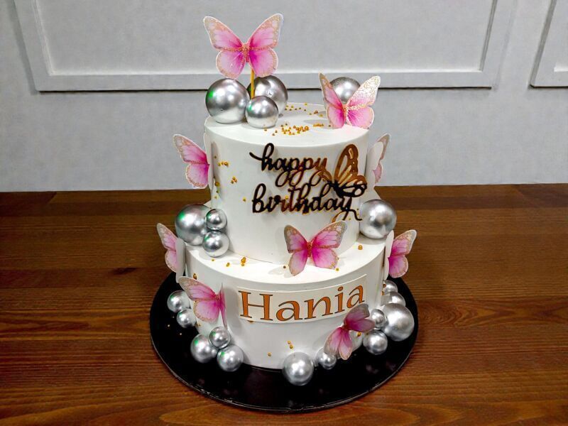 Butterfly Bliss White Tier Cake 3 Butterfly Bliss White Tier Cake