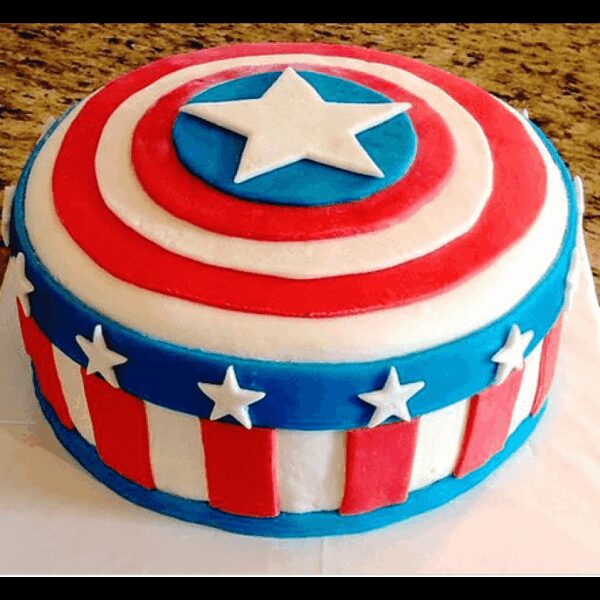 Captain America Theme Fondant Cake 3 Captain America Theme Fondant Cake