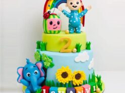 Coco Melon And Cute Elephant Theme Cake
